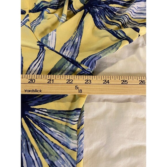 JM Collection Women's Plus Sz XXL Yellow Blue Printed Rhinestone V-Neck Top - Picture 10 of 11